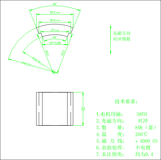 驱动电机磁钢图纸