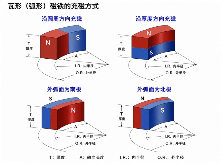 瓦形磁铁的充磁方式与磁极分布（图）